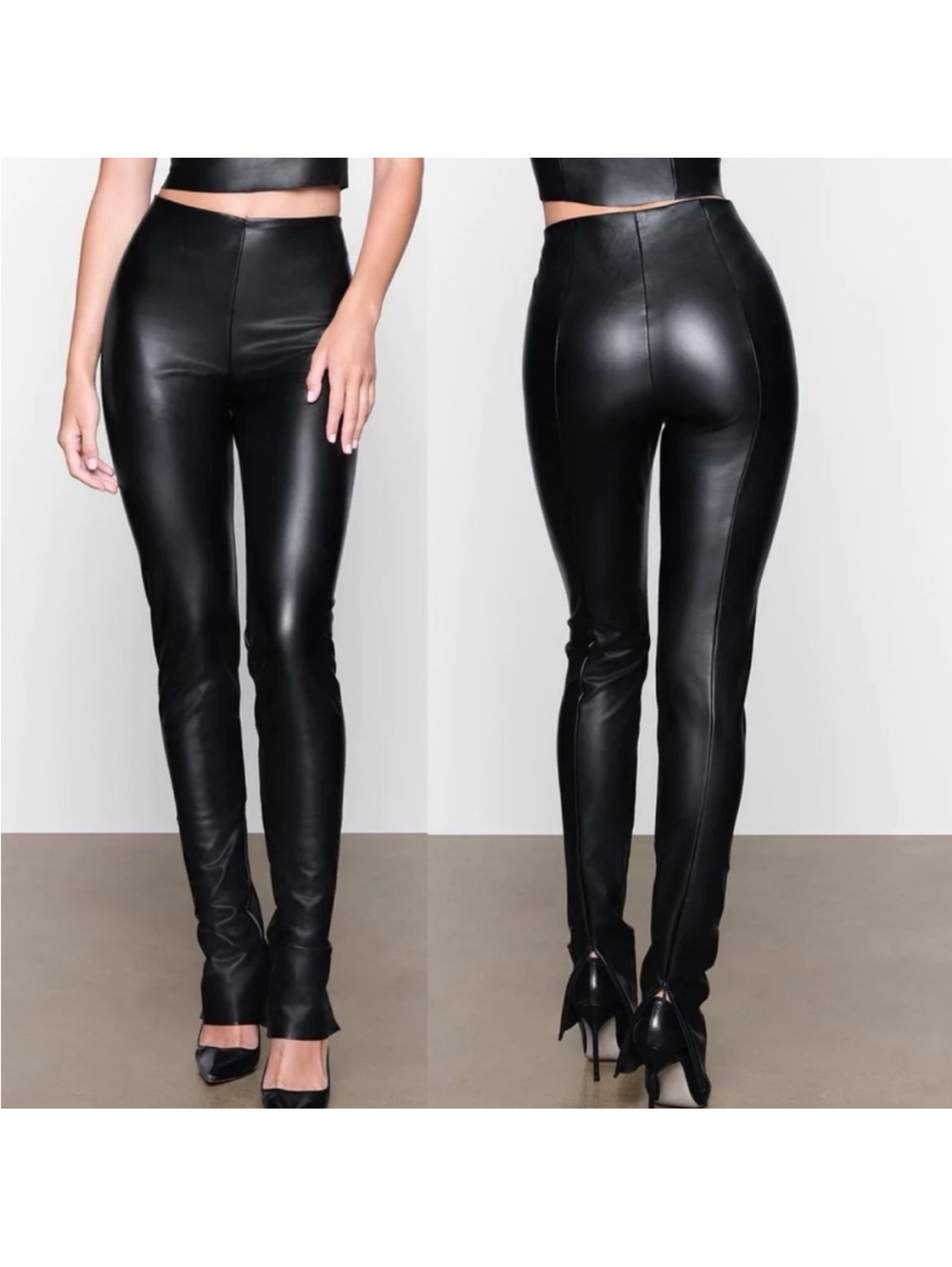 Skims leather leggings with zip bottoms